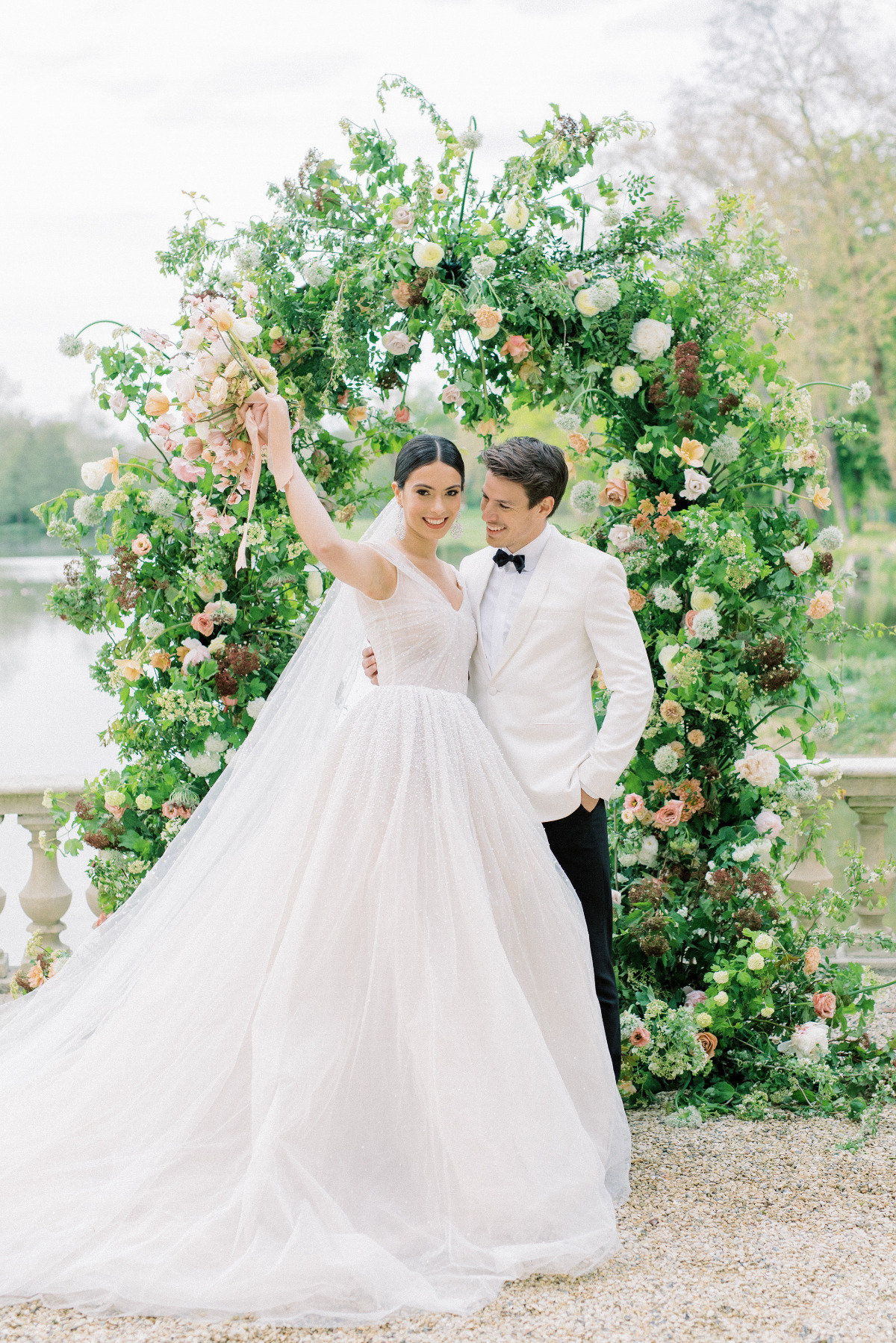 Dreamy Summer Editorial At A French ChÃ¢teau With A Show-Stopping Orange Sherbert Gown