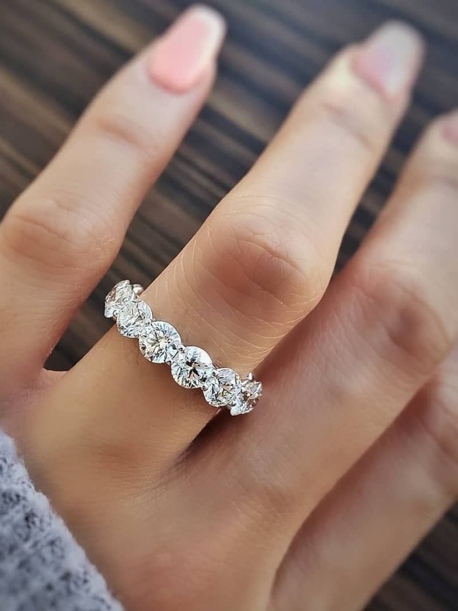 If You Want a Wedding Band With Lots of Bling, An Eternity Band Is the Way to Do It