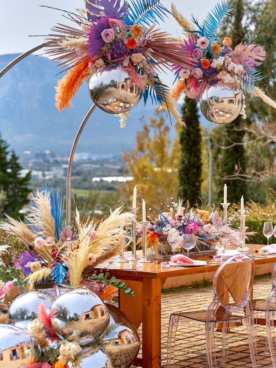 Explosive Rainbow Daydream At A Rustic Greek Venue