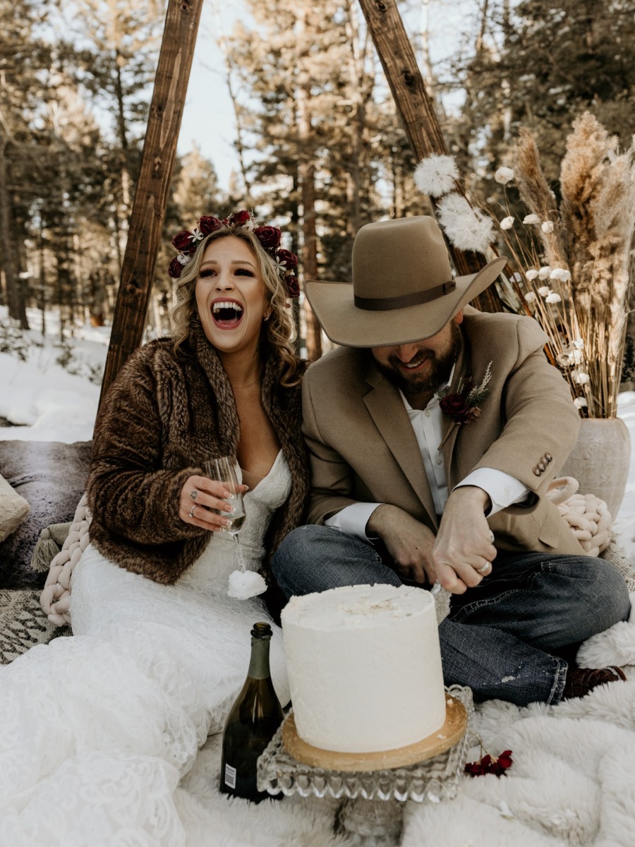 Mountain Micro-Wedding With A Little Bit Of Texas Style And A Lot Of Snow