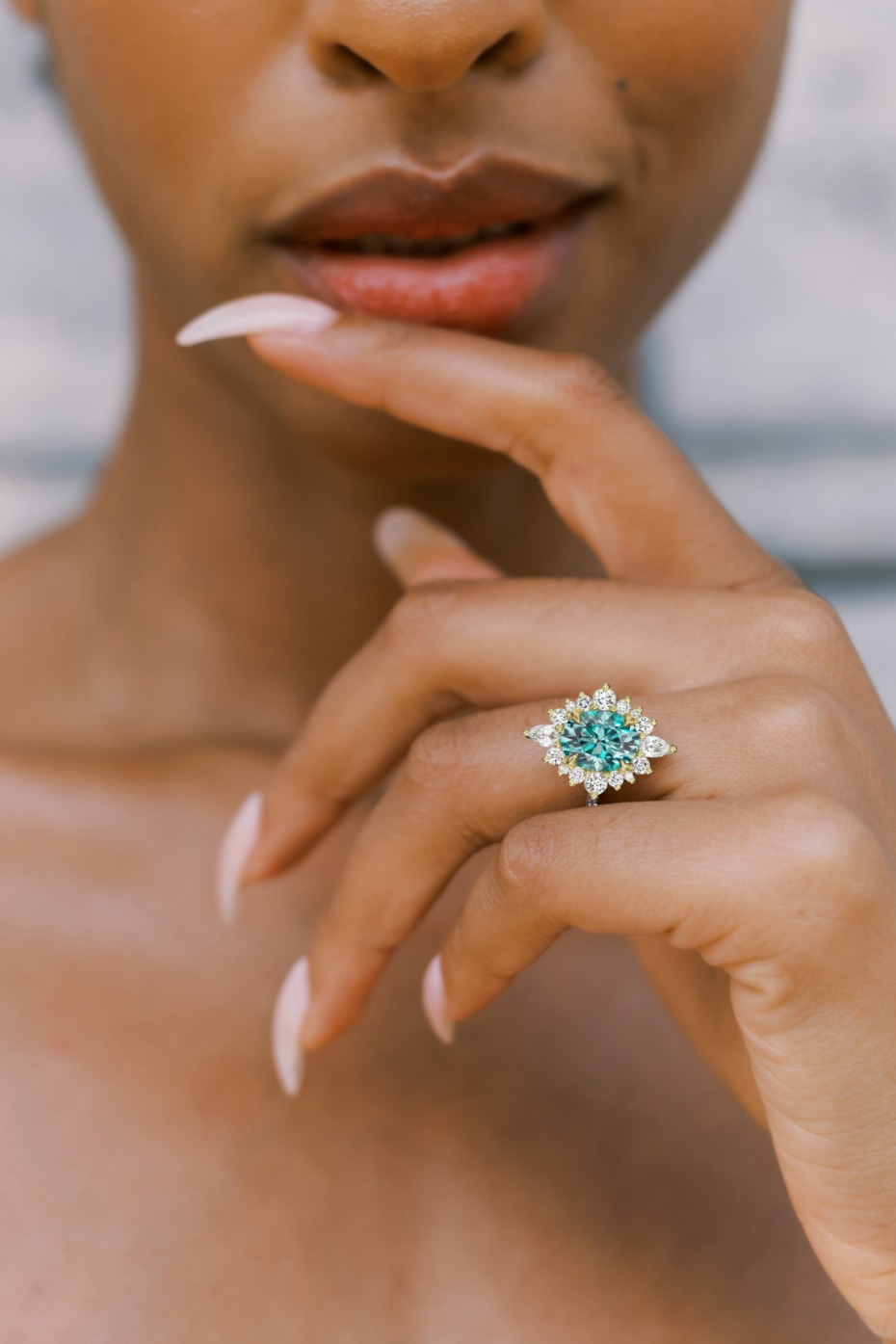 anika-aqua-teal-moissanite-modeled-sophie-kaye-ph