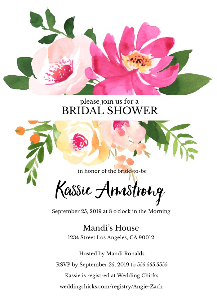 Print: Gold Floral Editable Bridal Shower invitation
