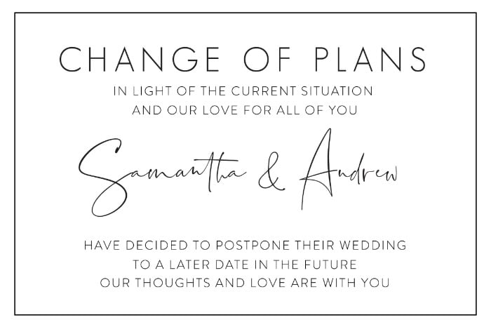 Print: Printable Wedding Postponement Card
