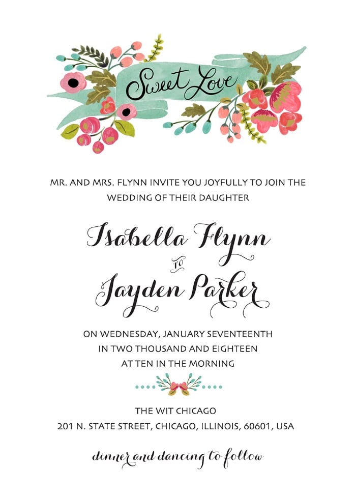 Print: Audrey Free Printable Wedding Invites