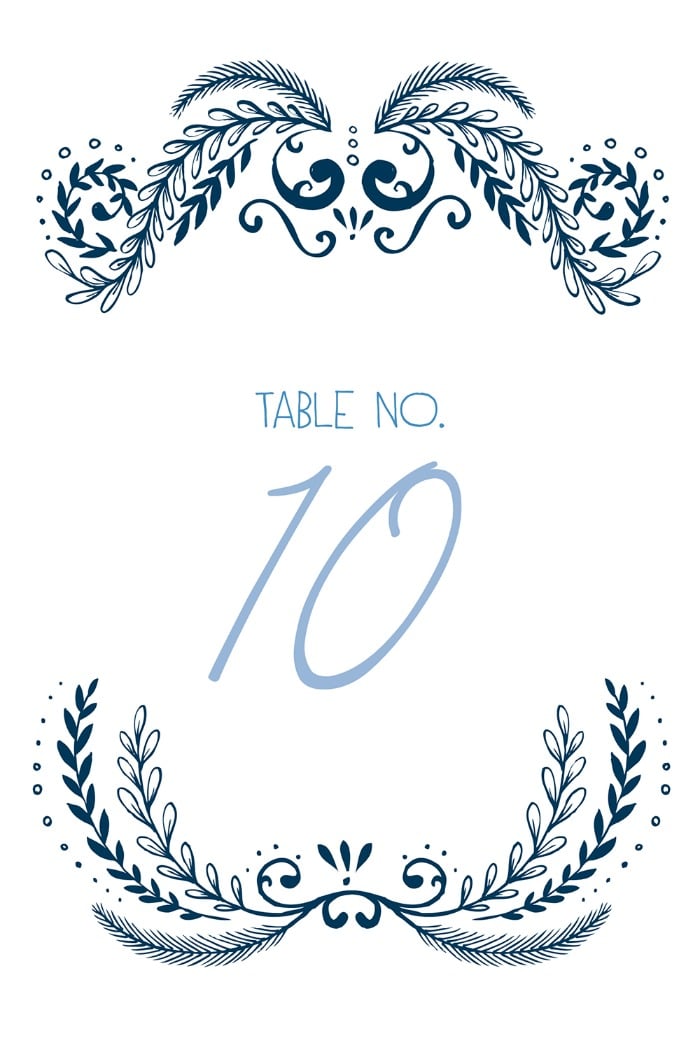 Ornate Free Printable Table Numbers