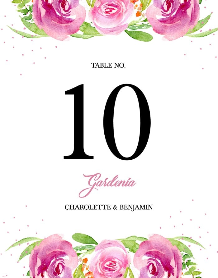 Free Printable Garden Party Table Number