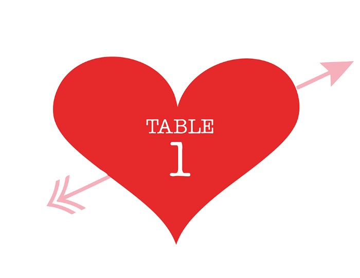 Print: Heart and Arrow Free Printable Table Number