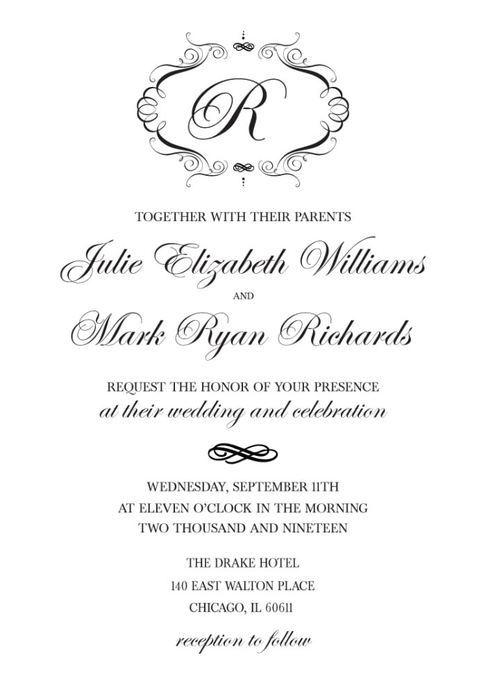 Elegant Monogram Wedding Invite
