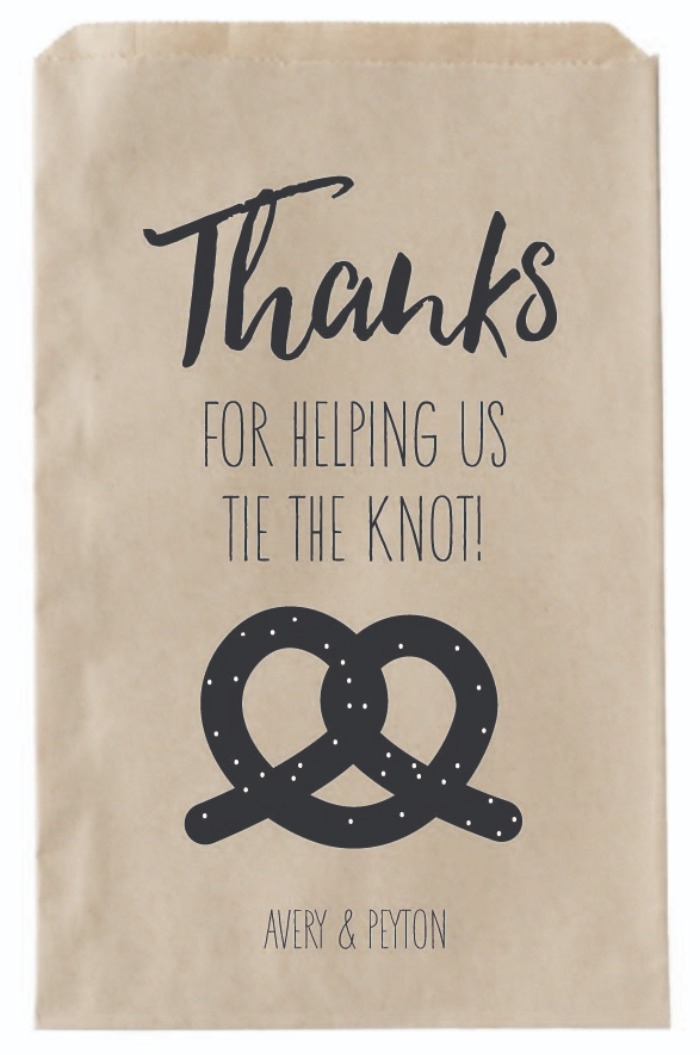 Print: Tie The Knot Wedding Favor Bags For Pretzels