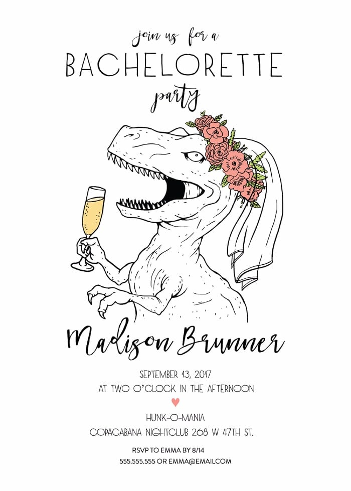 Print: Free Printable Dinosaur Bachelorette Party Invite