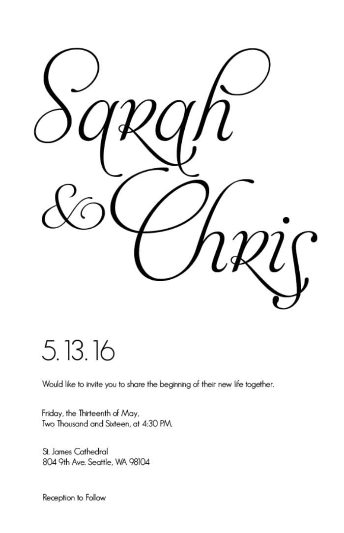 Fancy Font Free Printable Wedding Invites