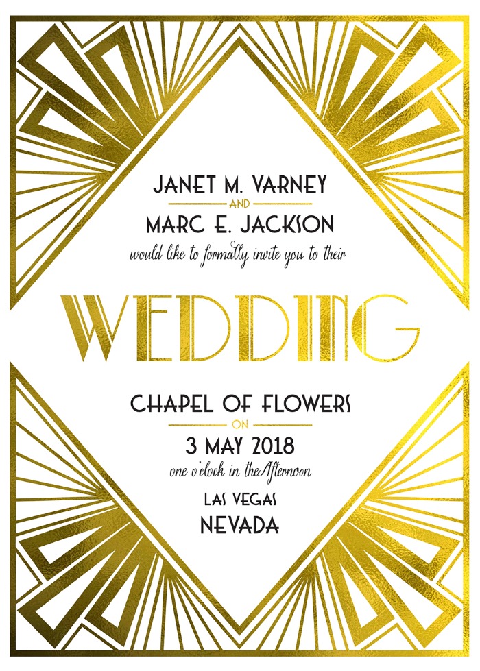 Print: Art Deco Free Printable Wedding Invites