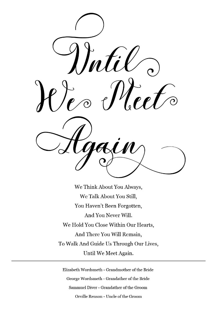 Print: Until We Meet Again Rembrance Sign