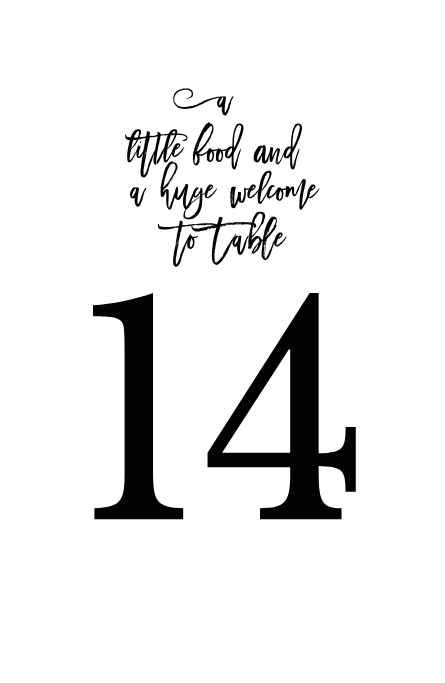 Romeo + Juliet Free Printable Wedding Table Number