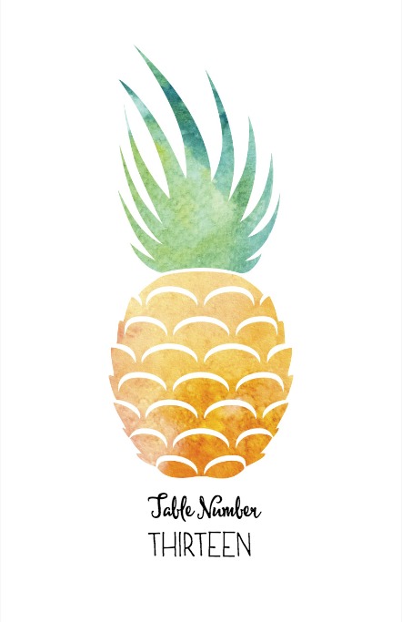 Print: Pineapple Suite Free Printable Wedding Table Number