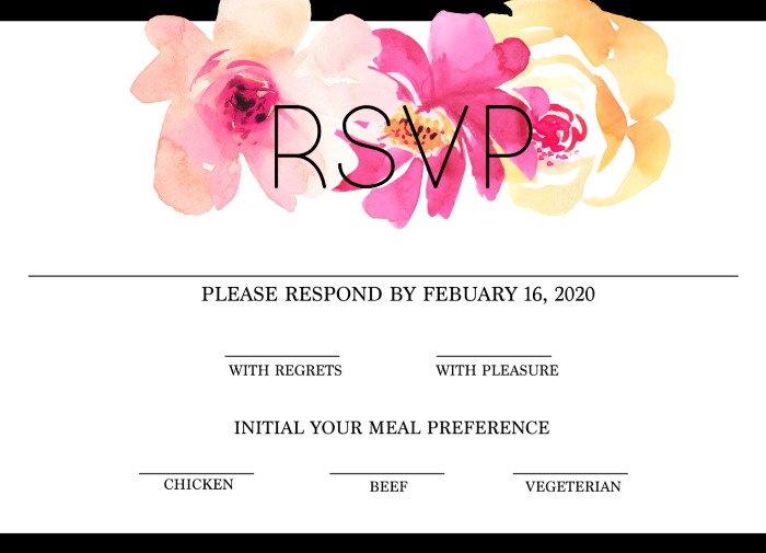 Print: Free Modern Printable Watercolor Wedding RSVP