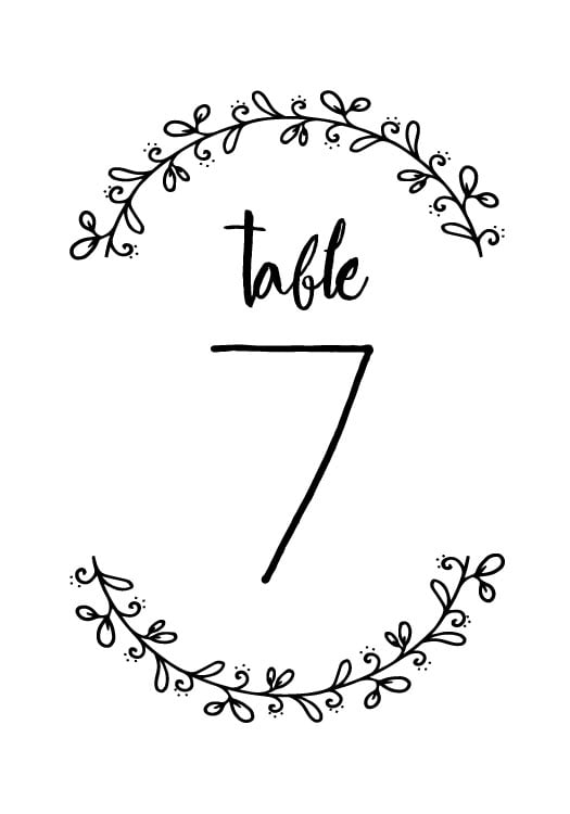 Print: Rustic Wreath Table Number