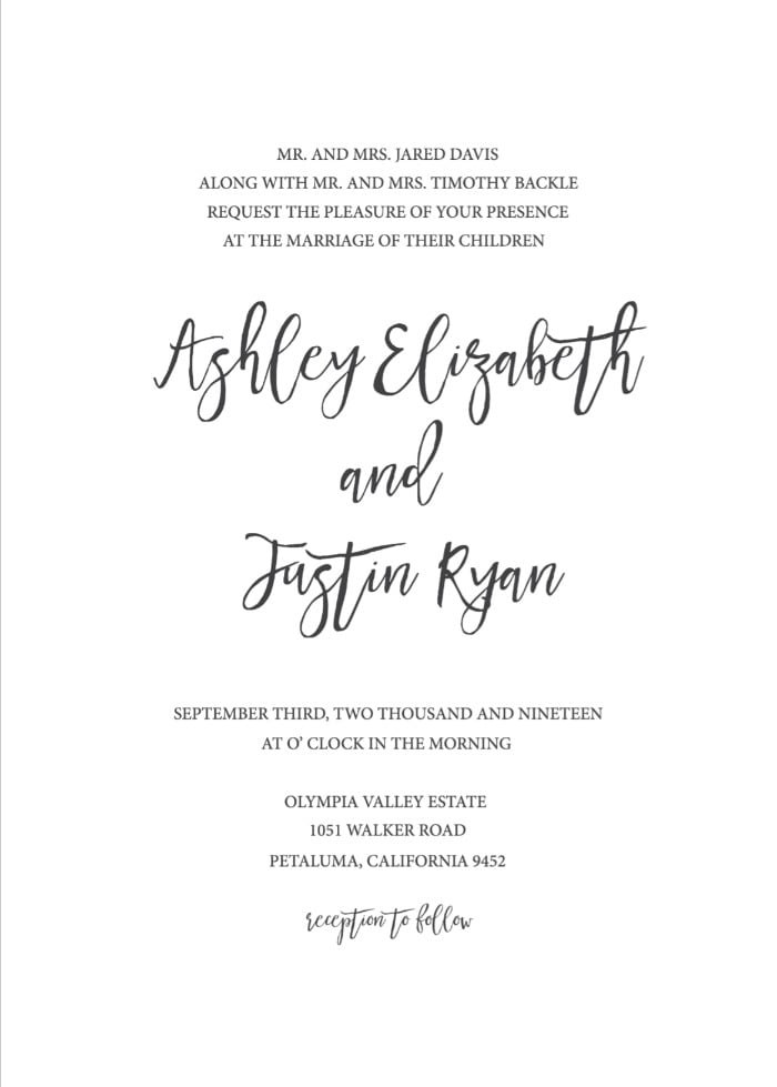 Print: Timeless And Simple Wedding Invitation