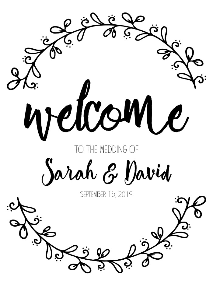 Print: Rustic Wreath Welcome Wedding Sign