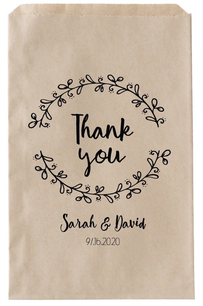 Print: Wreath Printable Thank You Favor Bag