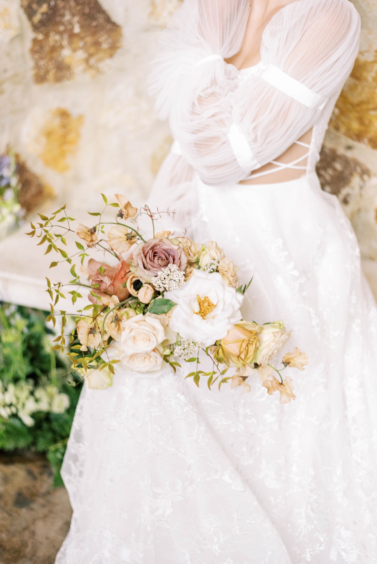 Close-up of bridal bouquet