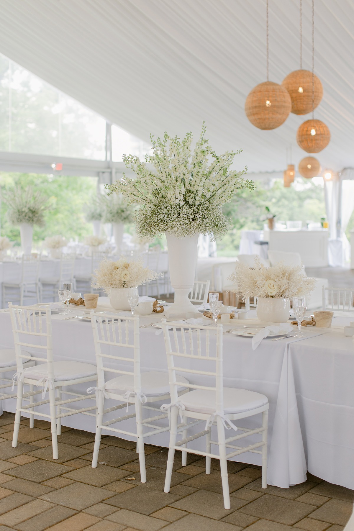 Reception table with centerpieces