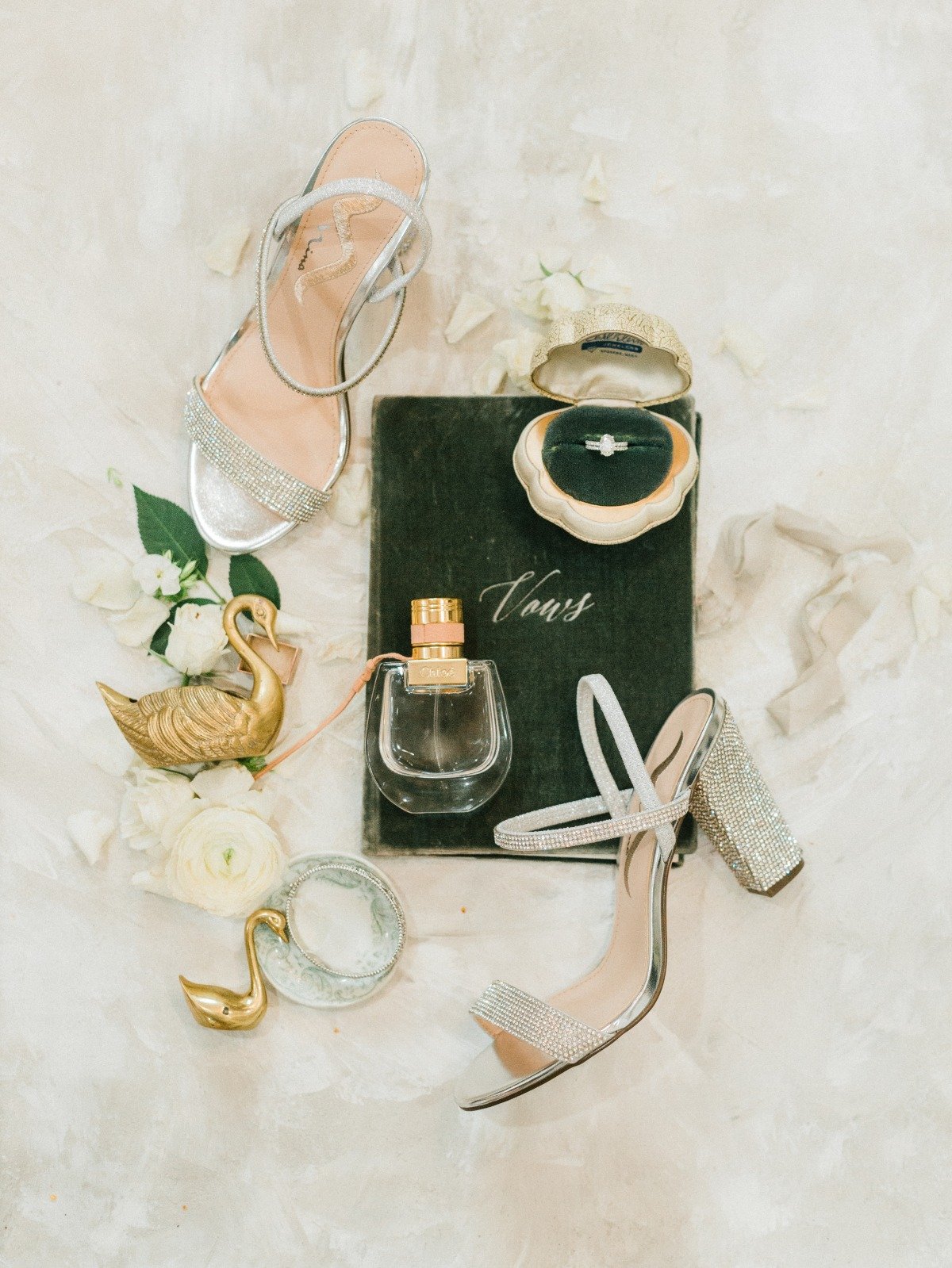 Vows, wedding shoes, and wedding band