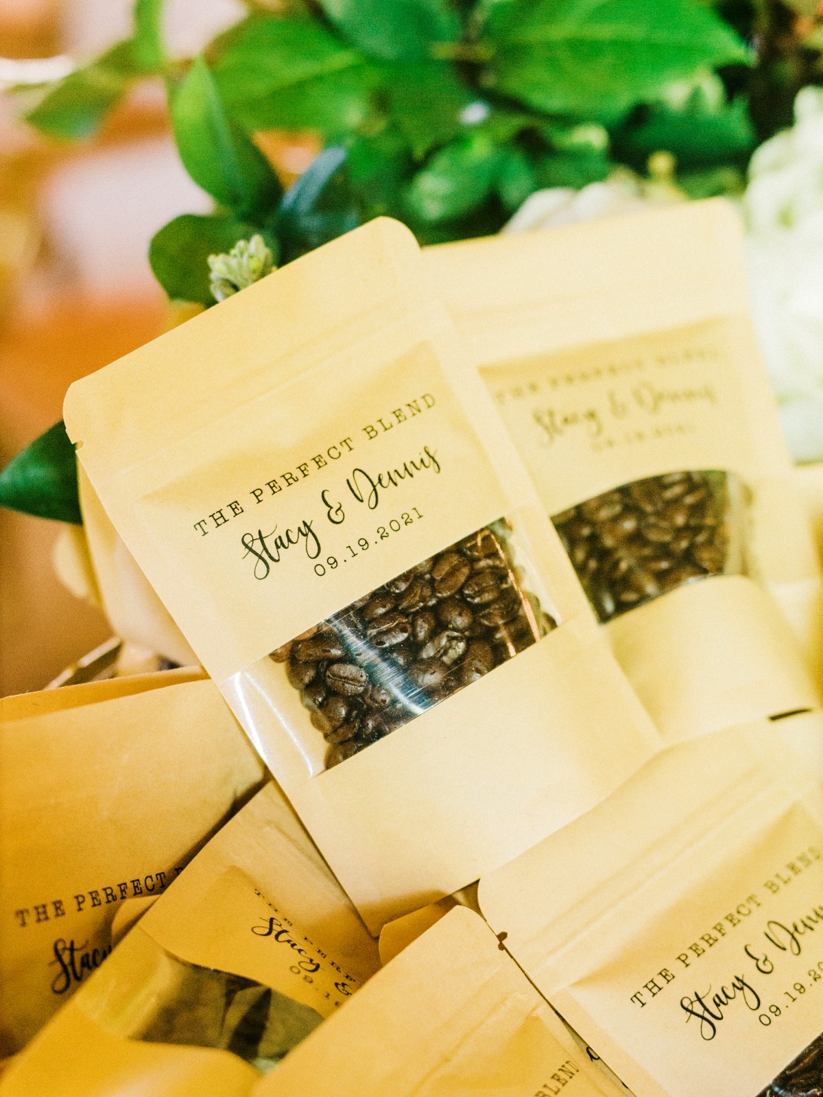Wedding favors of coffee beans