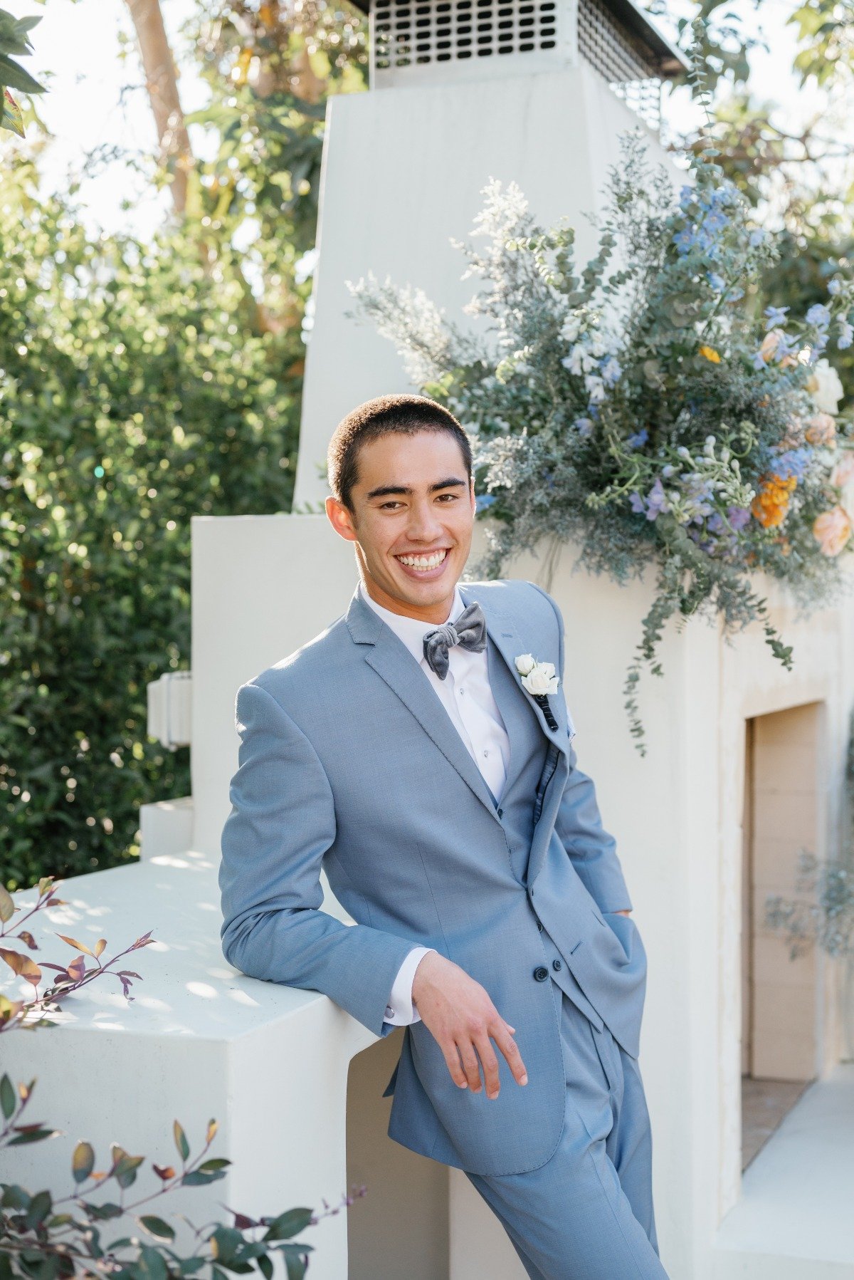 groom blue suit
