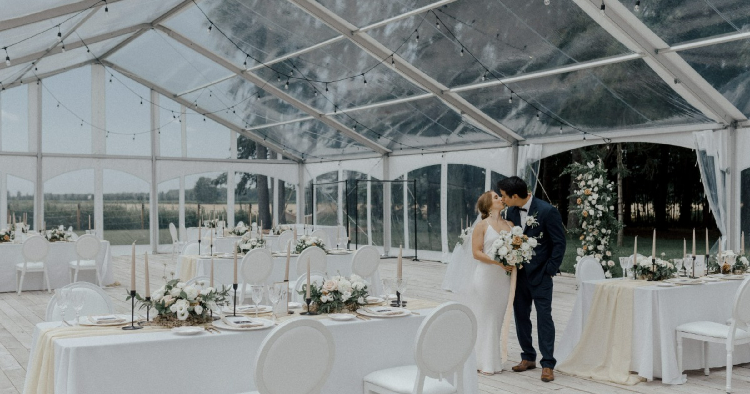 Rain Added to the Romance at this Wedding Under a Clear Tent