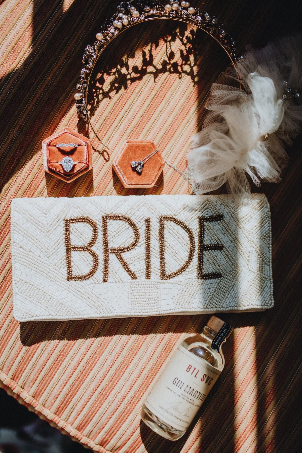 Aerial photograph of bride's accessories