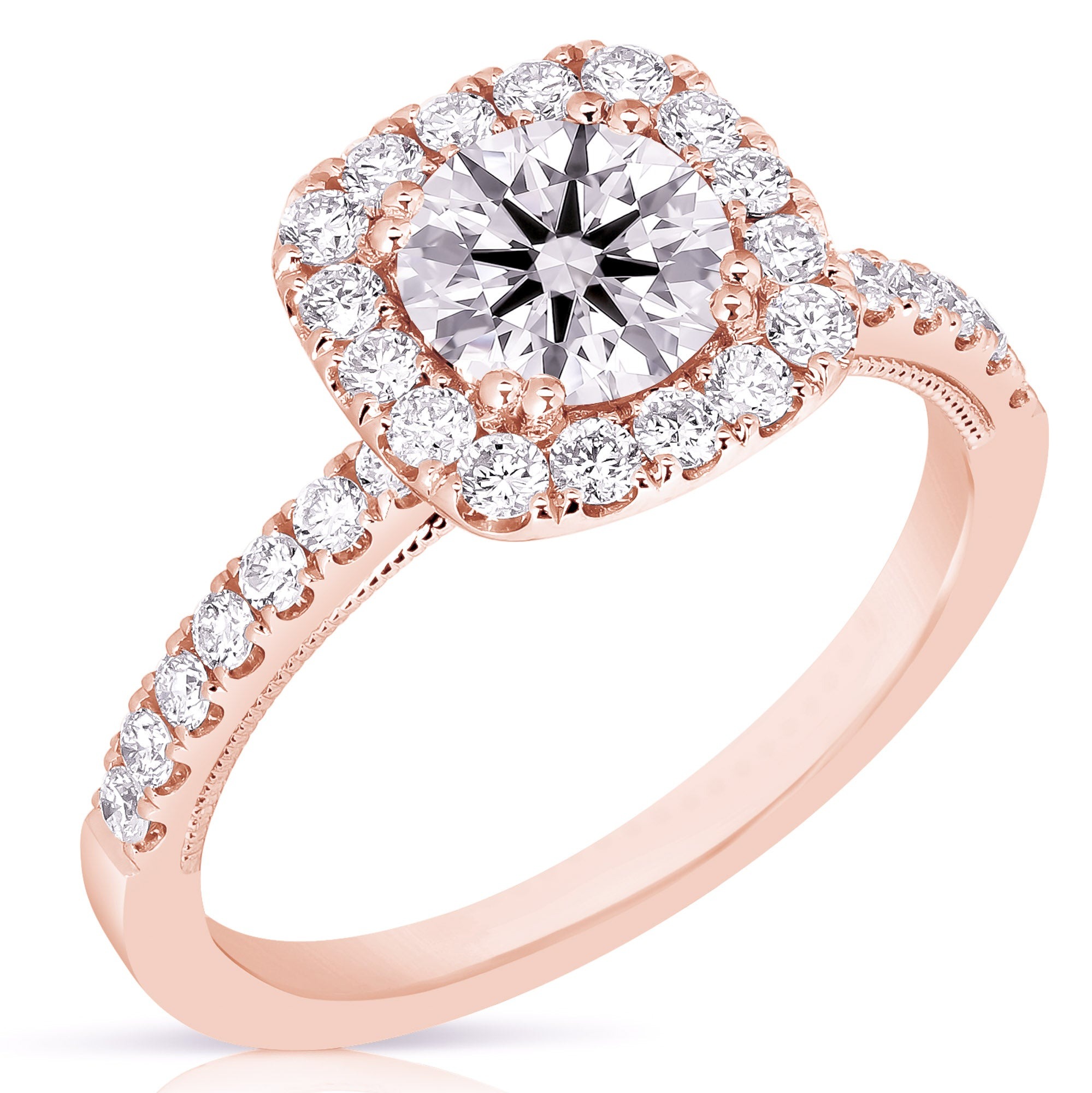 1 1 2 Ct Total Weight Cushion Halo Lab Grown Engagement Ring