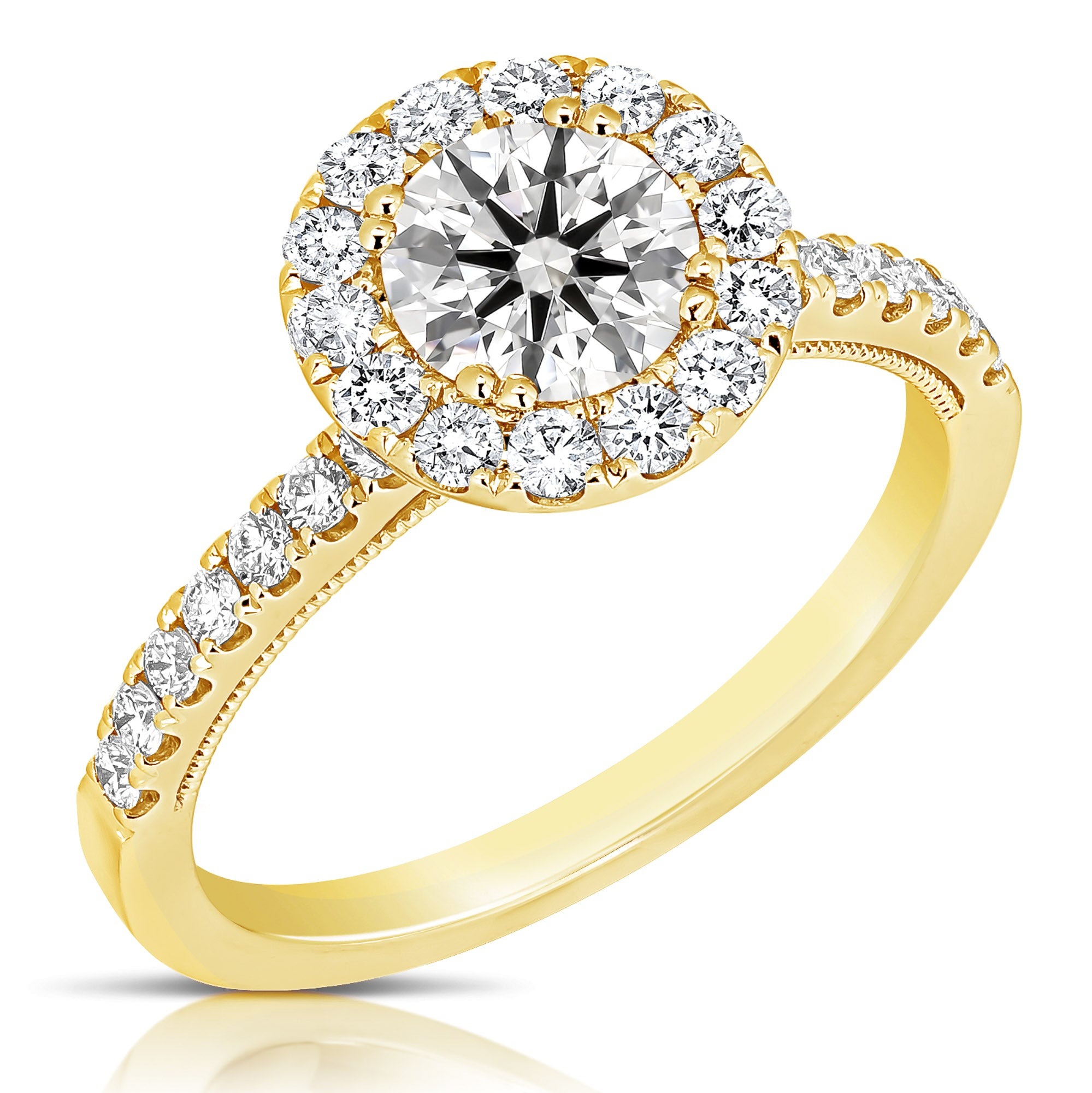 1 1 2 Ct Total Weight Round Lab Grown Halo Engagement Ring