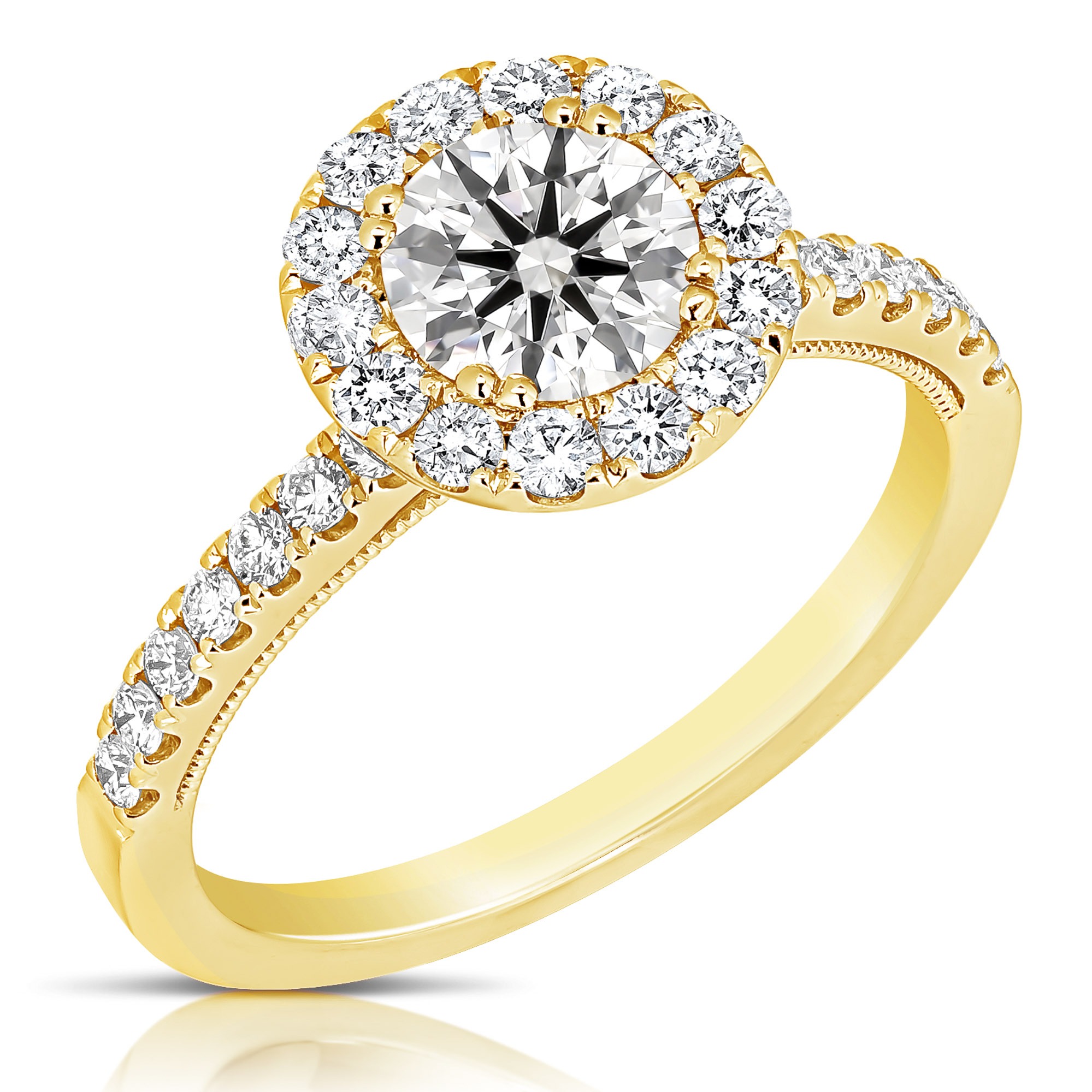 1 CT CENTER ROUND HALO DIAMOND ENGAGEMENT RING CRB100-Y