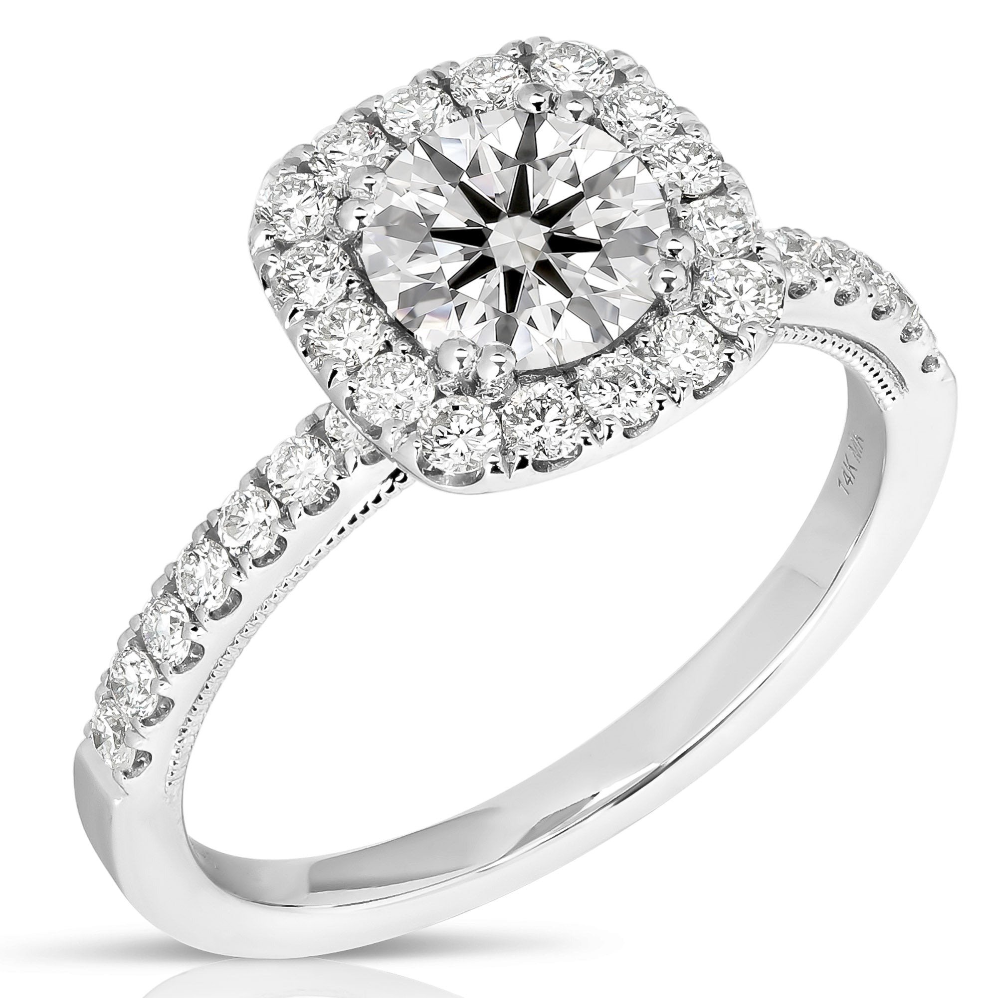2 1 2 Ct Total Weight Cushion Halo Lab Grown Engagement Ring