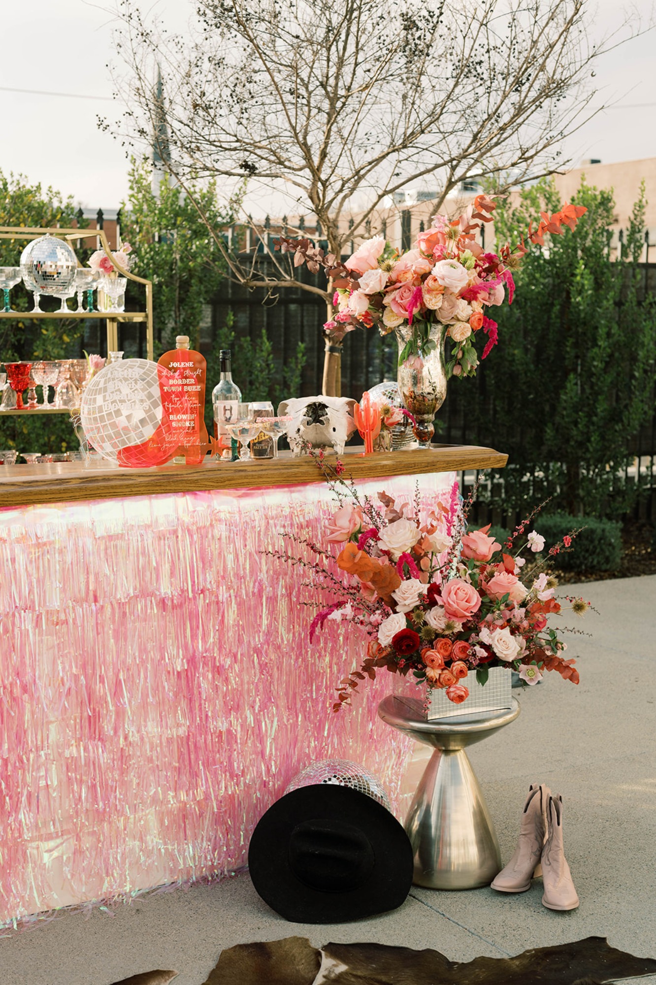 Pink and gold styled bar