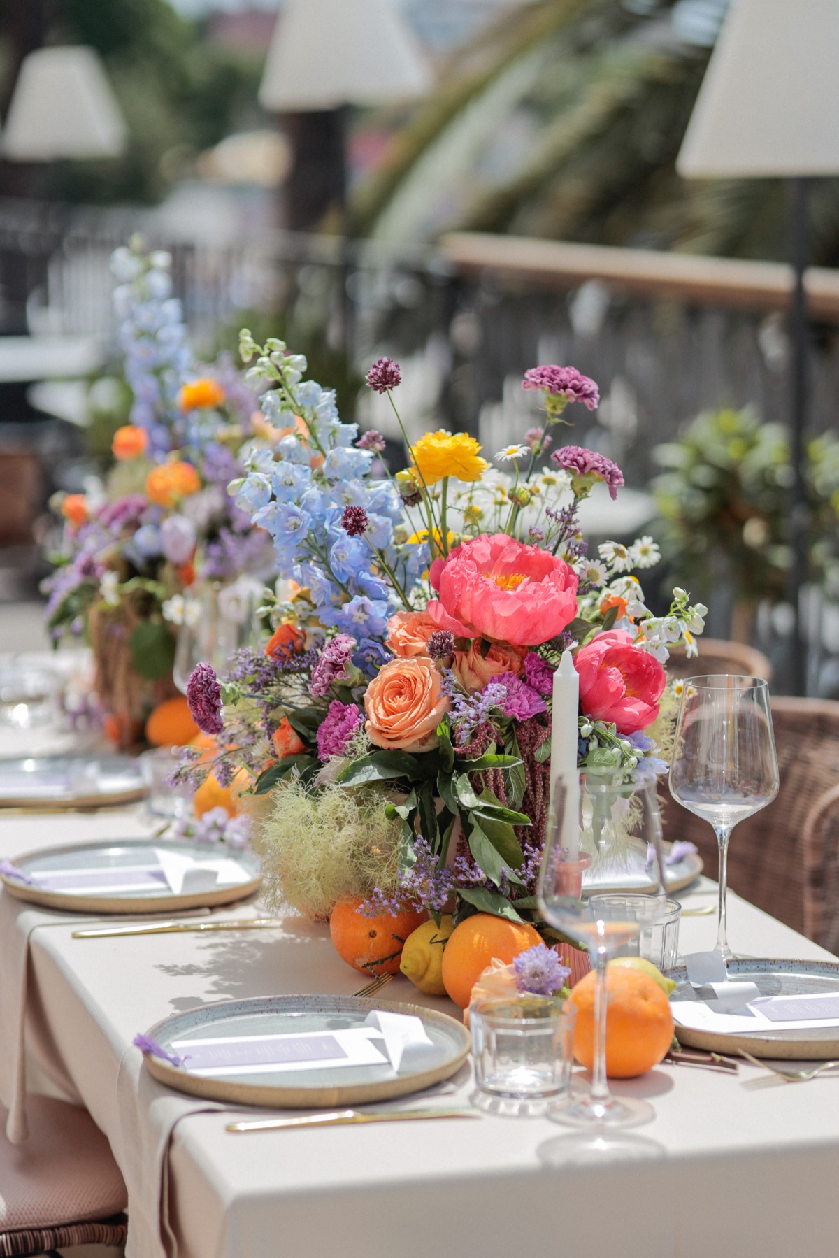 bright floral wedding centerpiece 