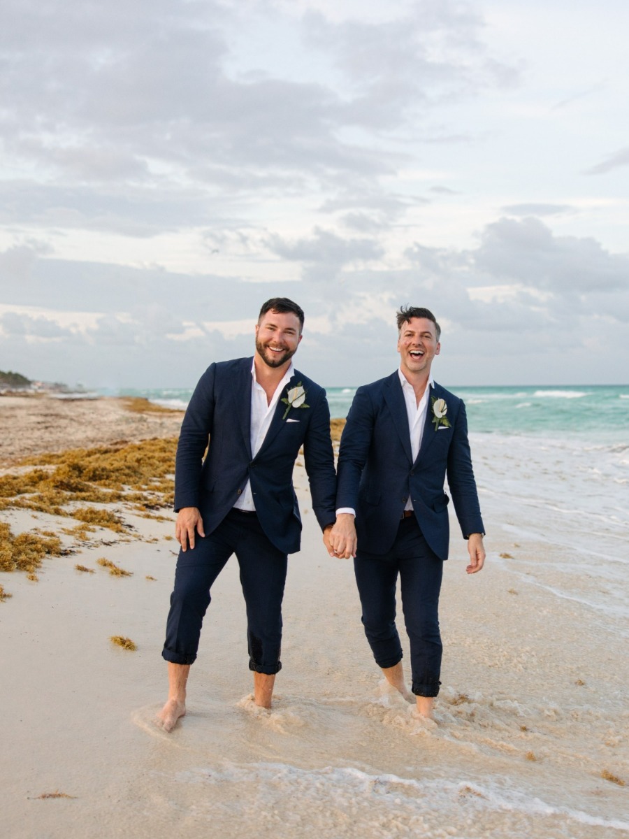 Rain Couldn't Stop These Grooms at Their Intimate Playa Del Carmen Elopement