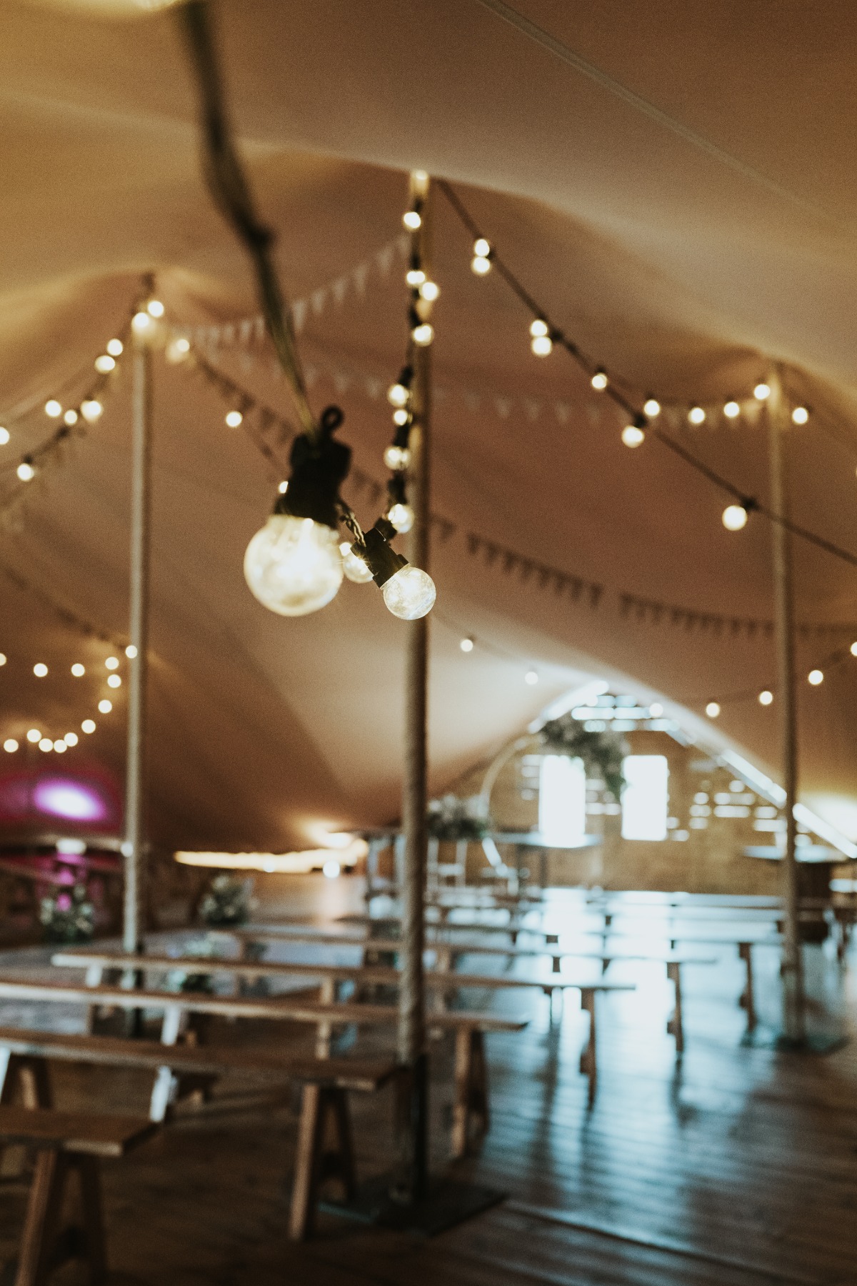 Barn Wedding Venue with String Lights 
