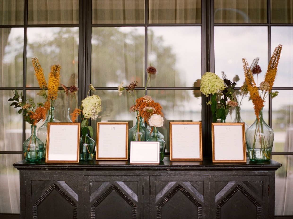 Cocktail hour frames and floral accents