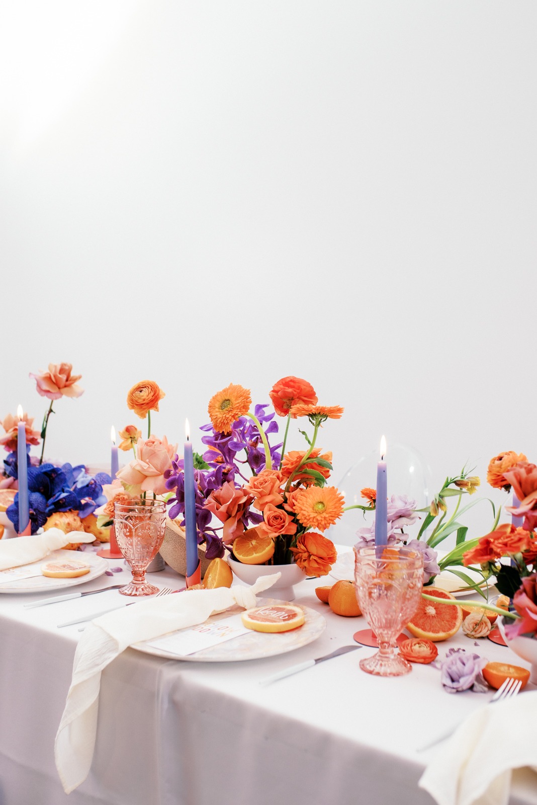 Reception centerpieces with fruit