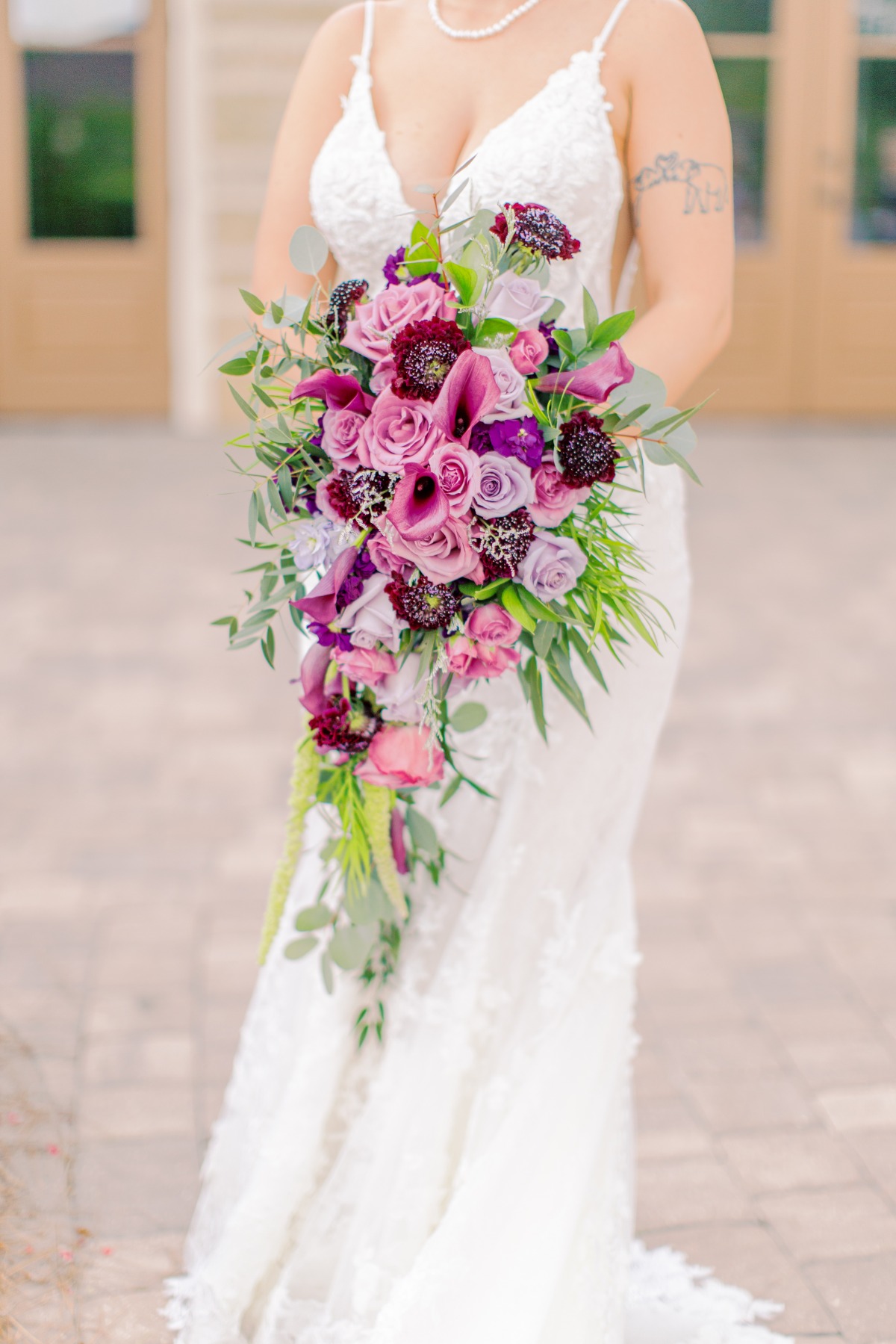 pink and rose wedding bouquet