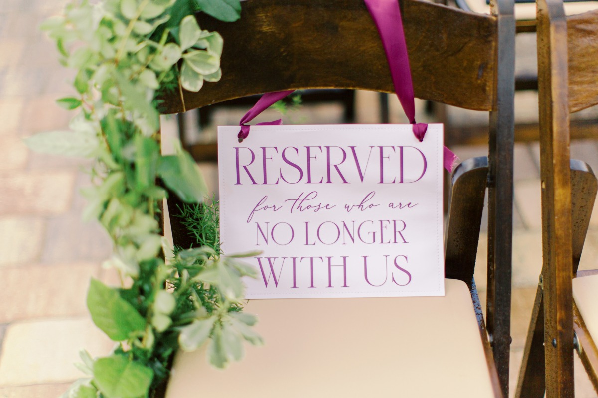Wedding Seat Placard For Lost Loved Ones