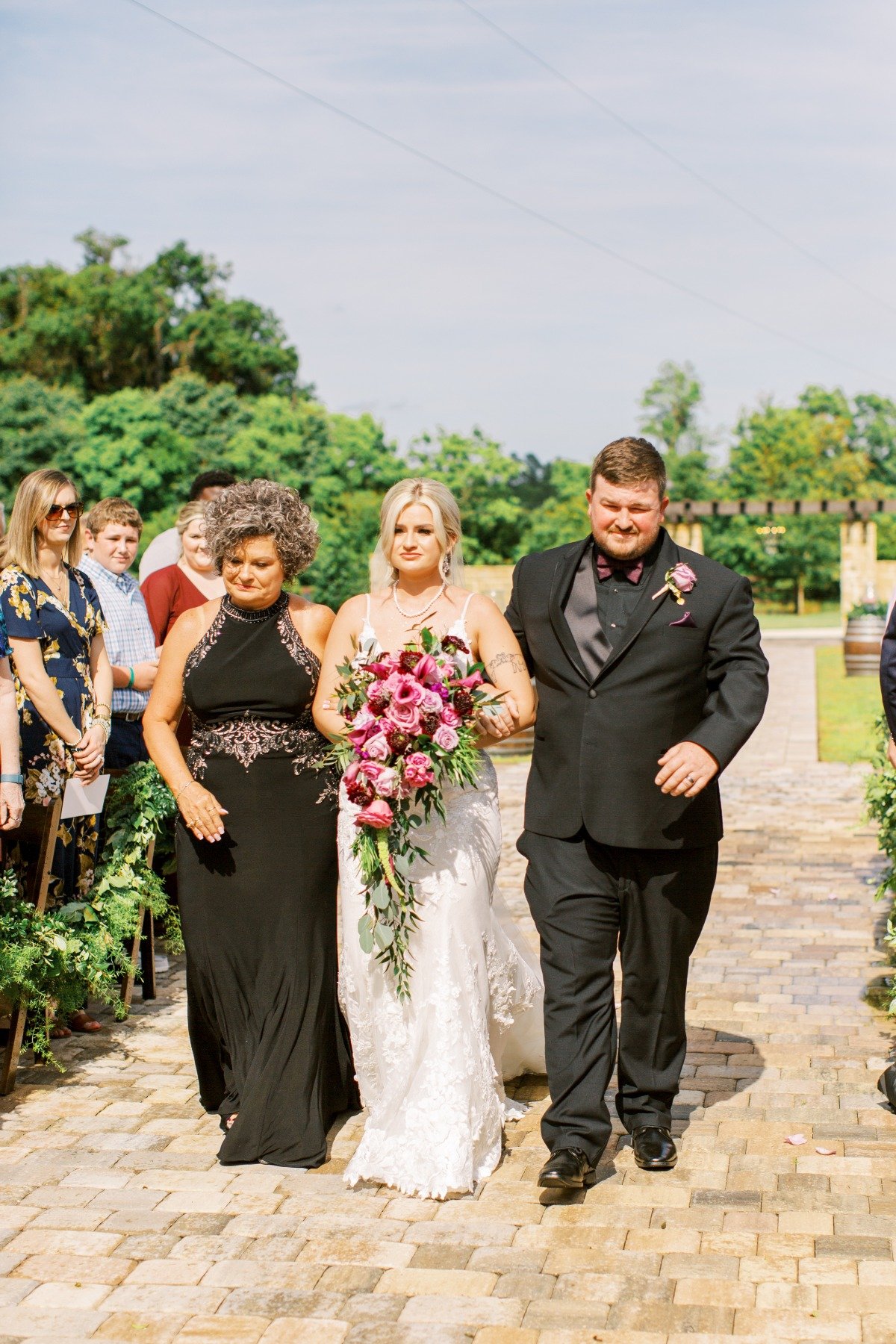 Emotional Mom and Brother Walking Bride Down Aisle