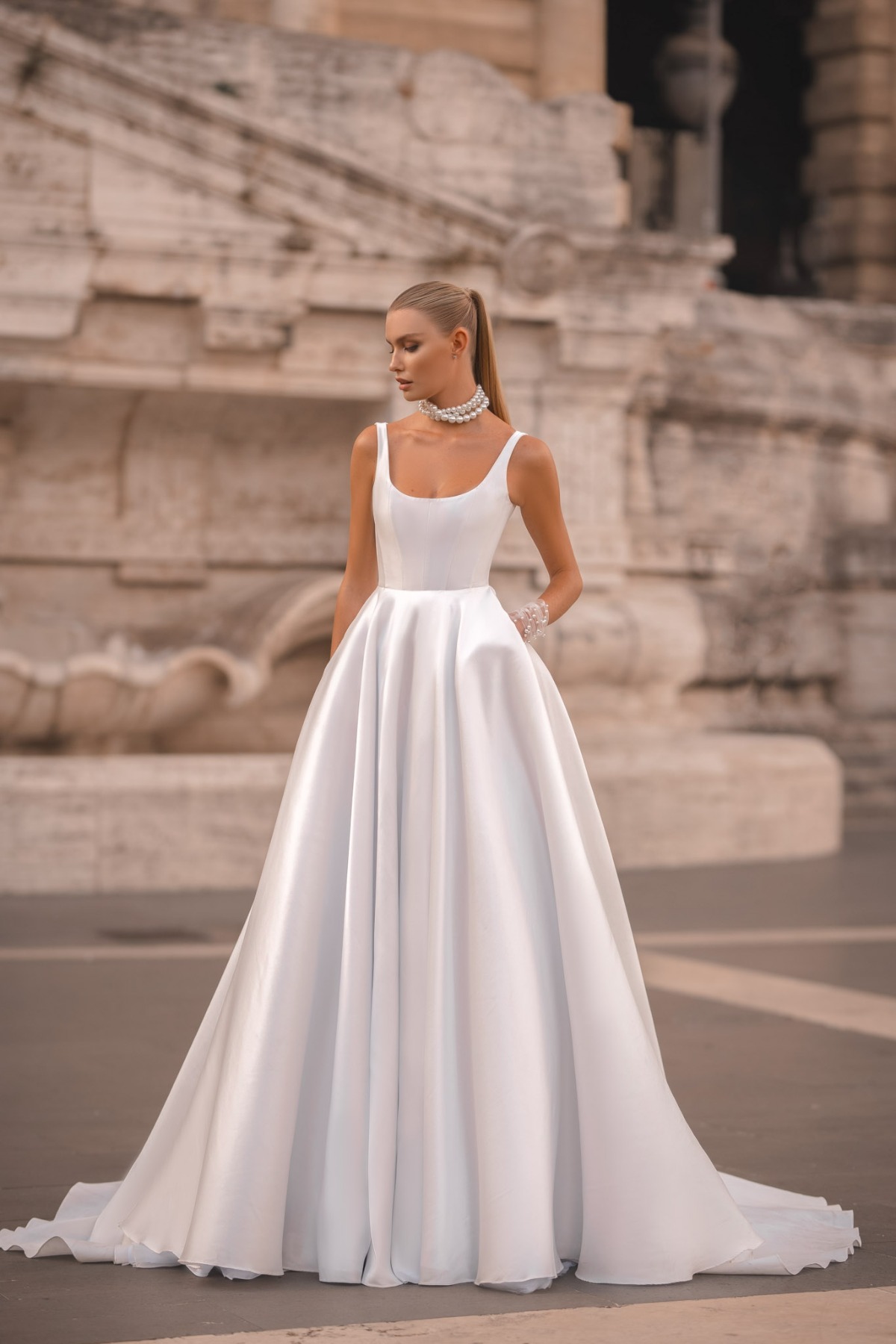 sculpted white wedding dress from Berta 2023 wedding dress collection