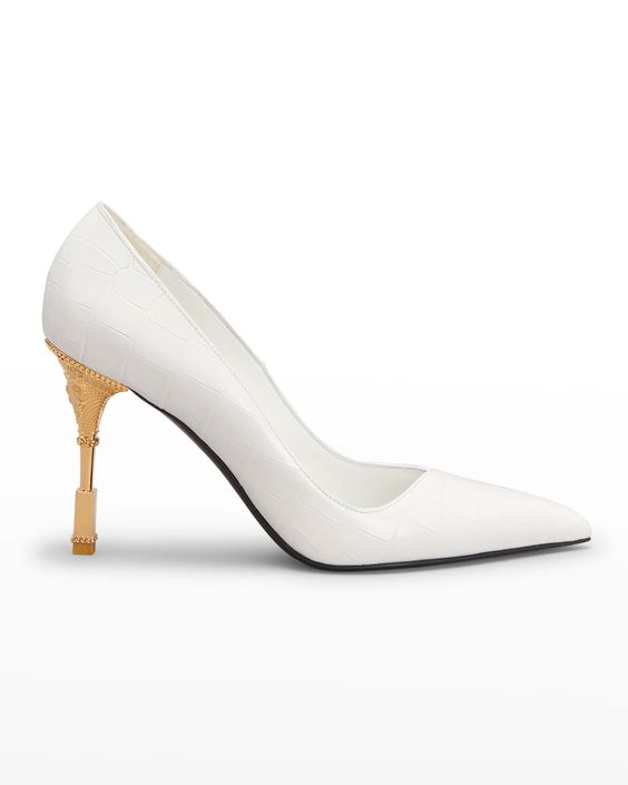 wedding shoes with gold heel