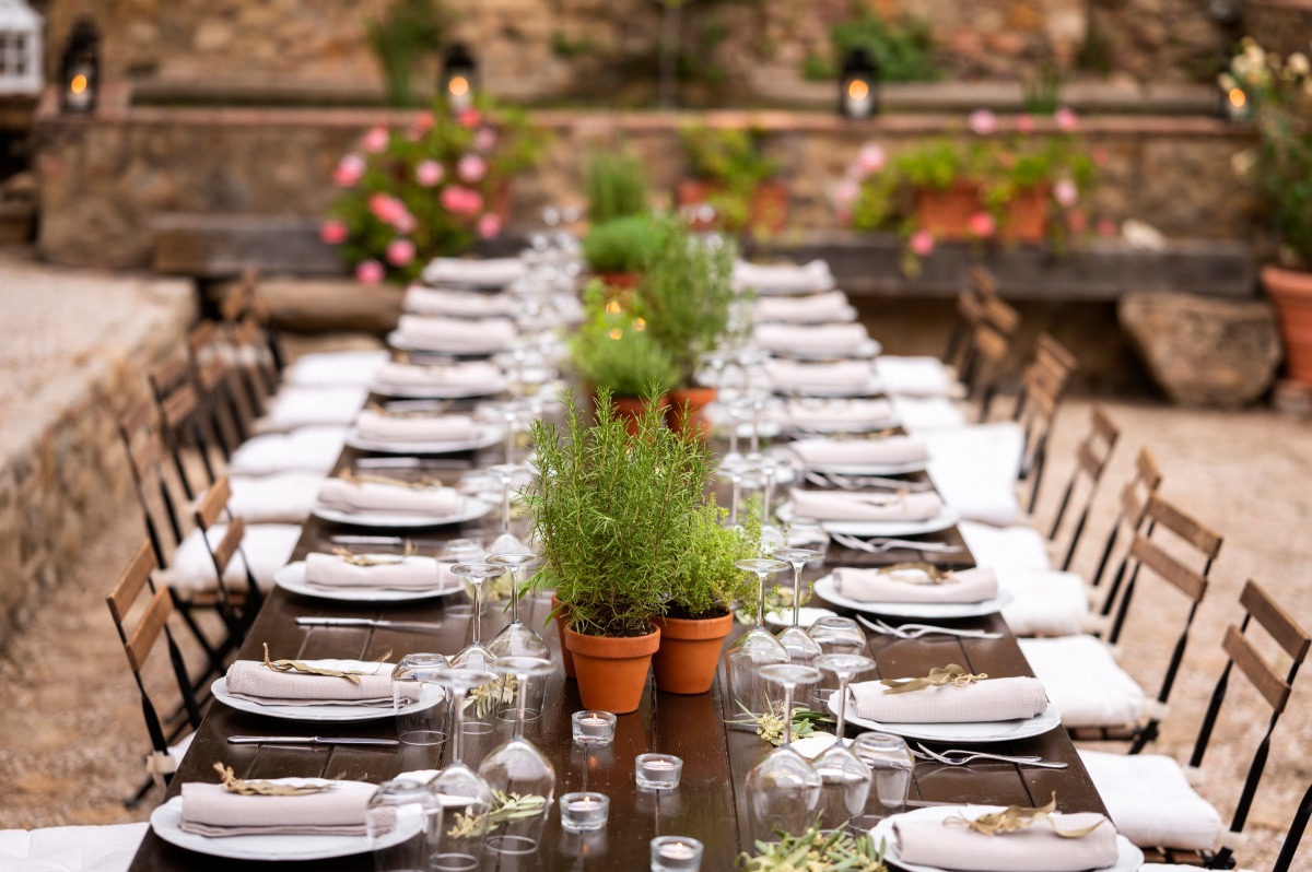 Tuscan farmhouse wedding reception