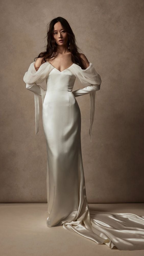 effortlessly chic satin wedding gown