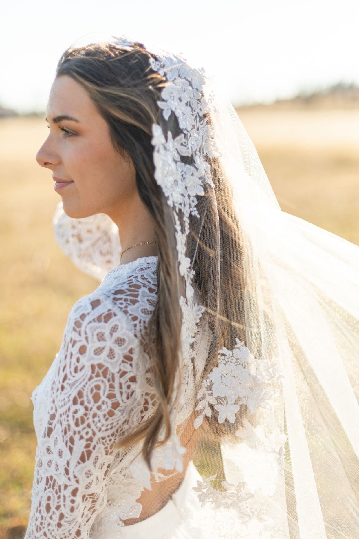 floral embroidered veil