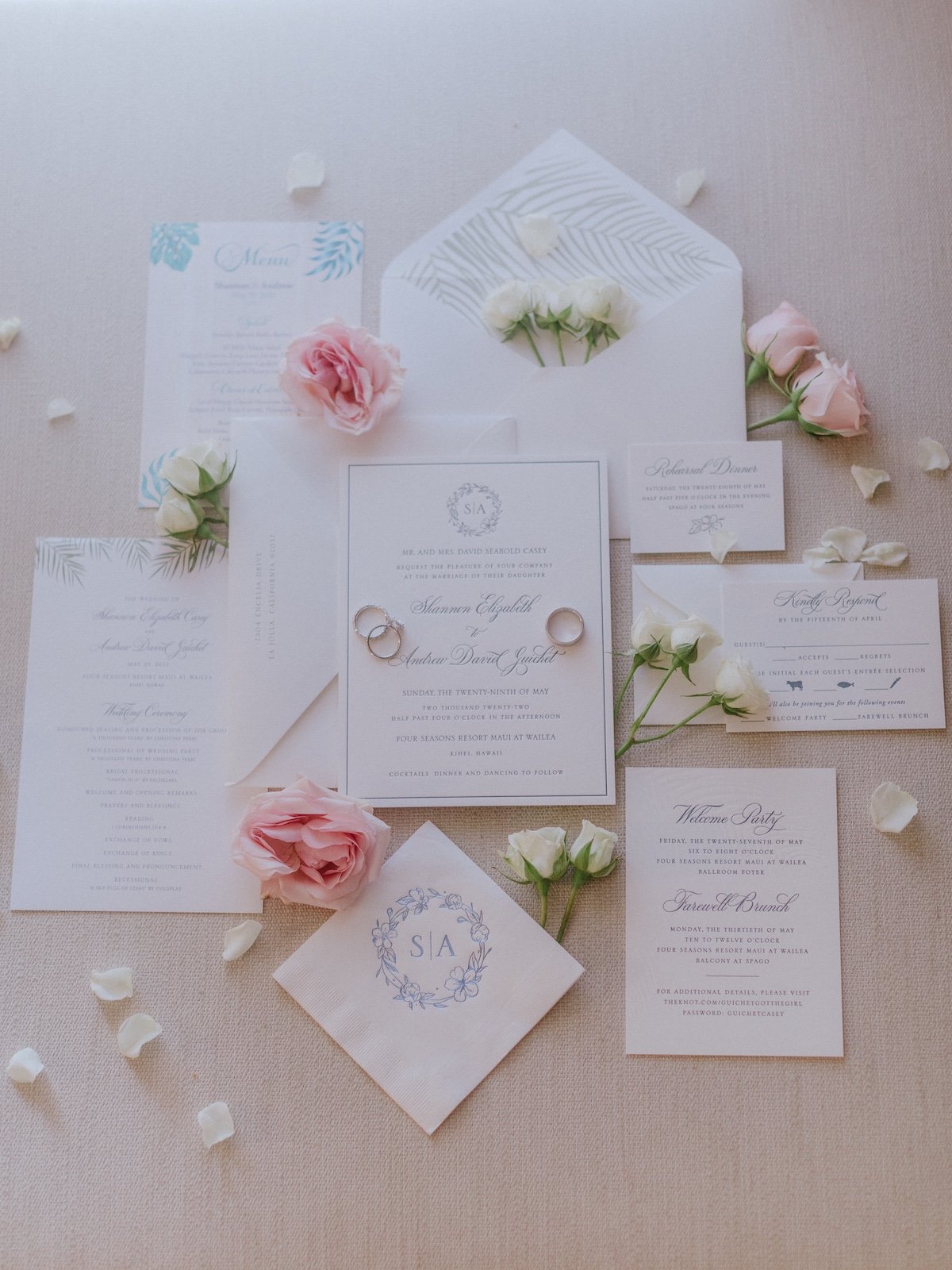All-white wedding stationery